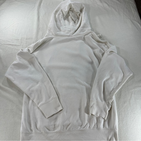 GAP Off-White with Navy Logo Graphic Pullover Hoodie Sz M - Picture 7 of 7